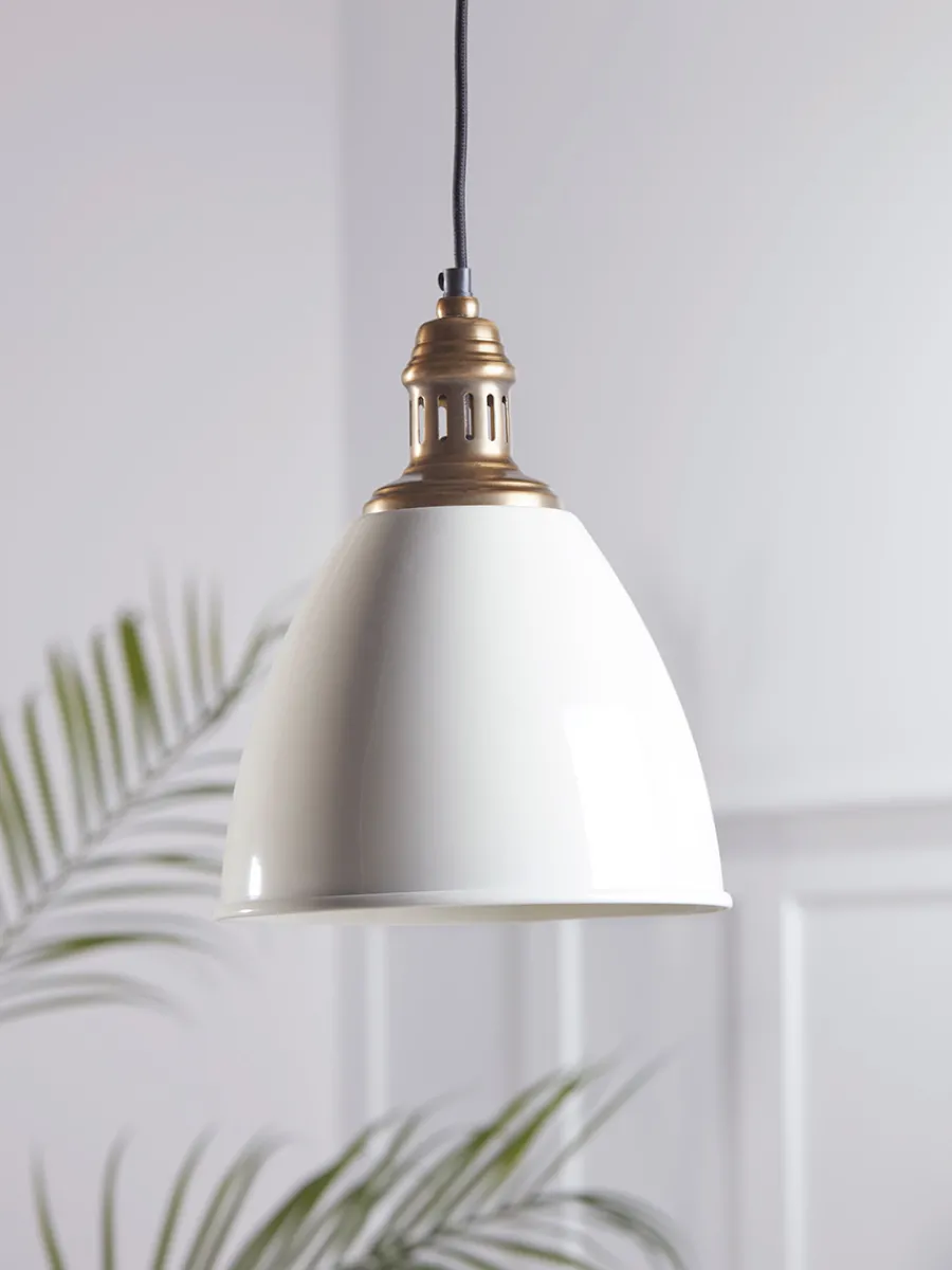 Cox & Cox Pendants<White & Brass Metal Pendant