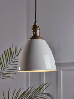 Cox & Cox Pendants<White & Brass Metal Pendant