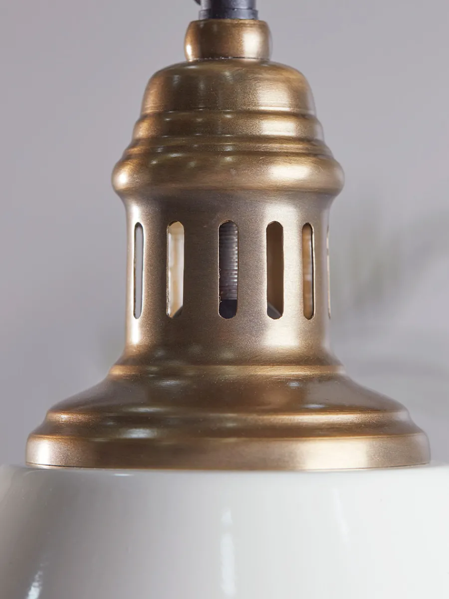 Cox & Cox Pendants<White & Brass Metal Pendant