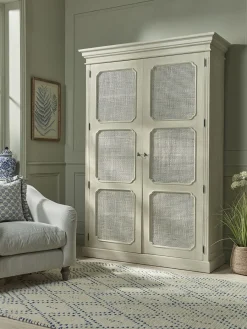 Cox & Cox Cabinets<White Rattan Display Cabinet