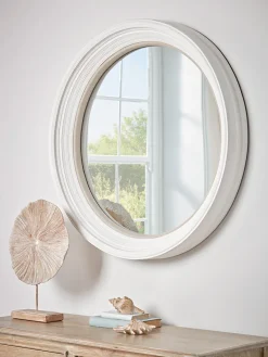 Cox & Cox Round Mirrors|Wall Mirrors<White Ribbed Round Mirror