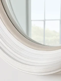 Cox & Cox Round Mirrors|Wall Mirrors<White Ribbed Round Mirror