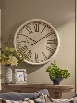 Cox & Cox Clocks<Whitewashed Embossed Clock