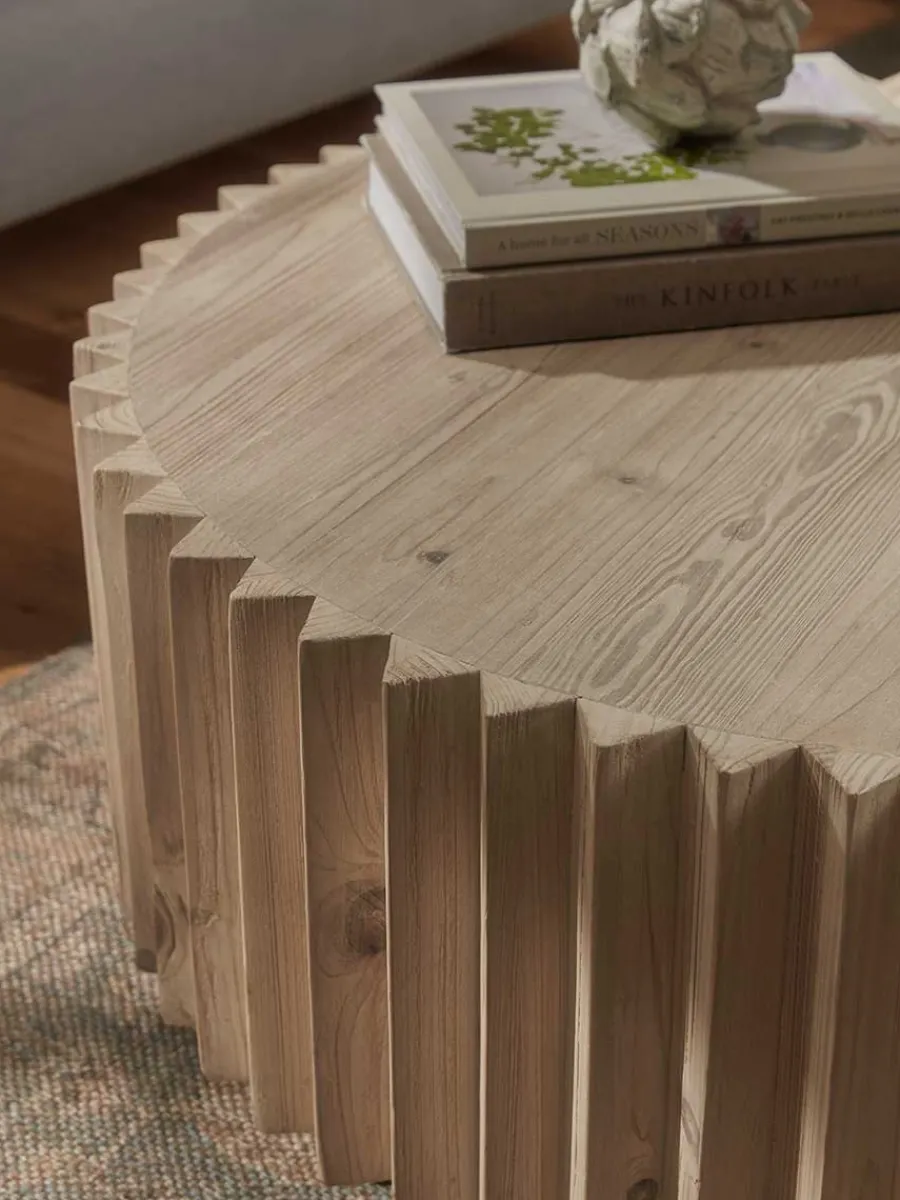 Cox & Cox Coffee Tables<Wooden Ribbed Coffee Table