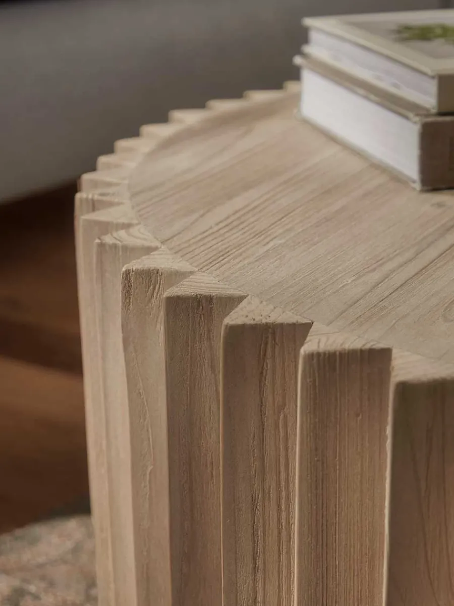 Cox & Cox Coffee Tables<Wooden Ribbed Coffee Table