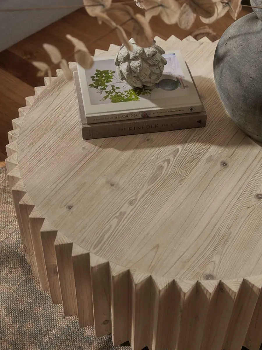 Cox & Cox Coffee Tables<Wooden Ribbed Coffee Table