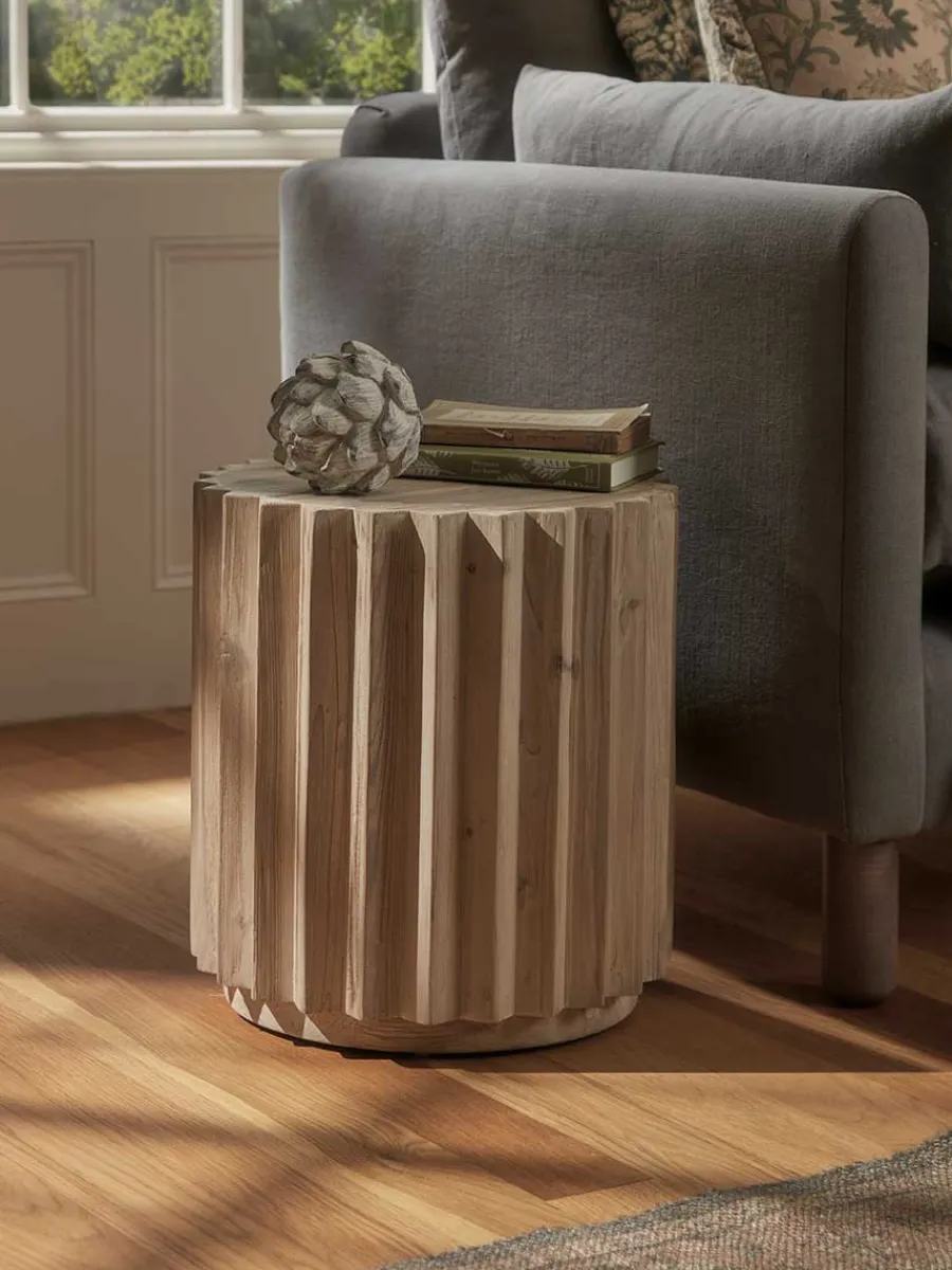 Cox & Cox Side Tables<Wooden Ribbed Side Table