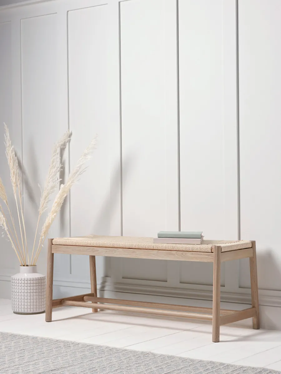 Cox & Cox Benches<Woven Rope Oak Bench