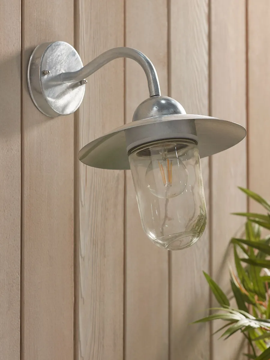 Cox & Cox Outdoor Wall Lights|Outdoor Wall Lights<Zinc Swan Neck Wall Light