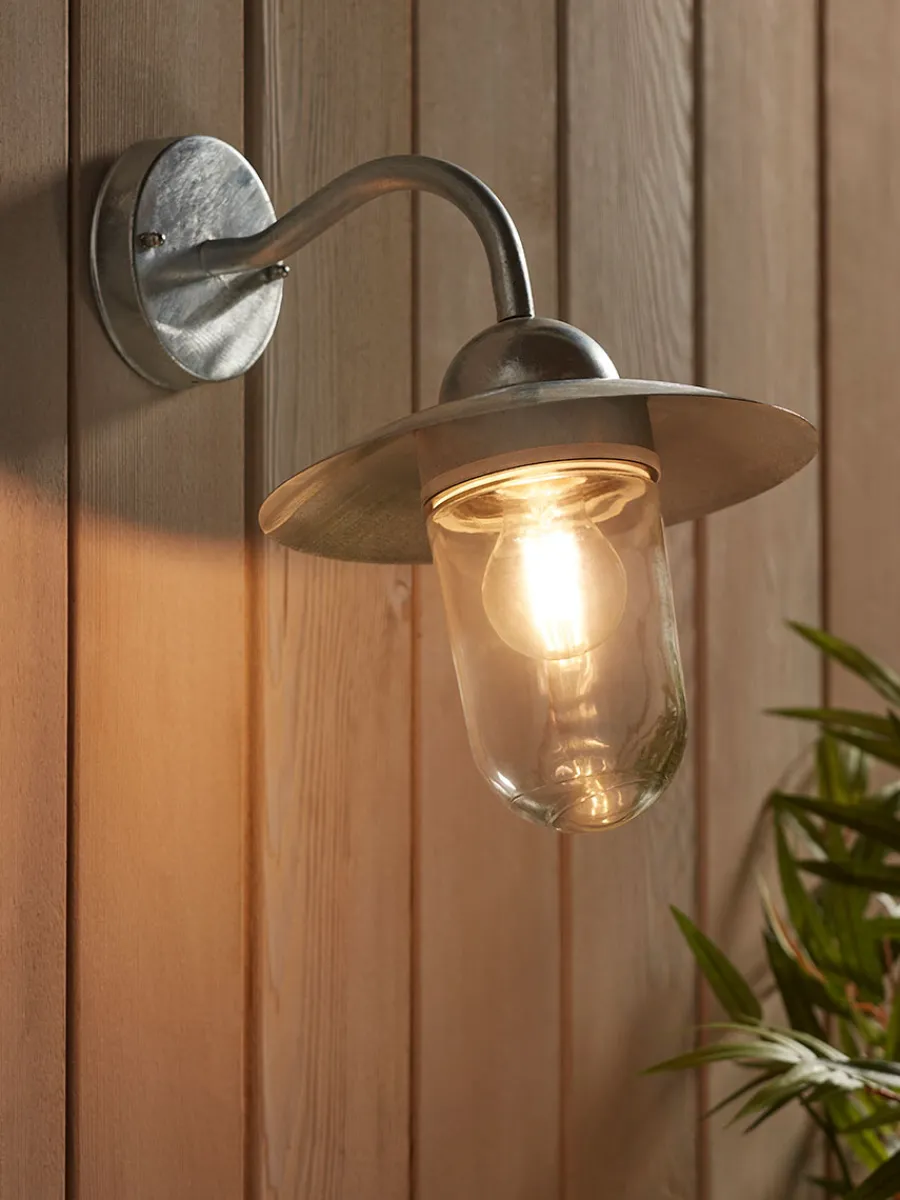 Cox & Cox Outdoor Wall Lights|Outdoor Wall Lights<Zinc Swan Neck Wall Light